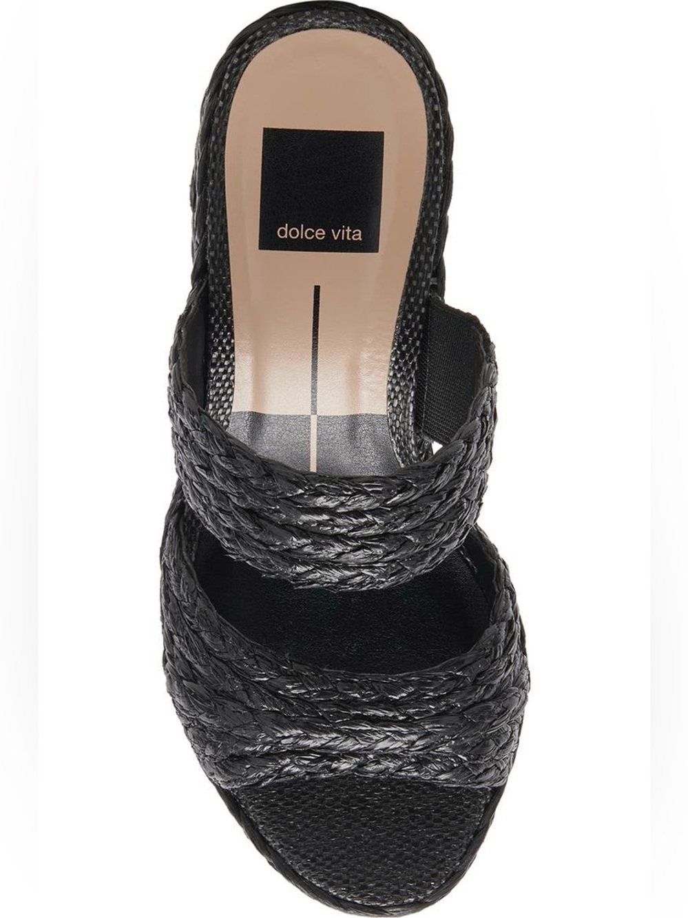 DOLCE VITA LATOYA RAFFIA PLATFORM SANDALS BLACK 9 - Picture 4 of 11